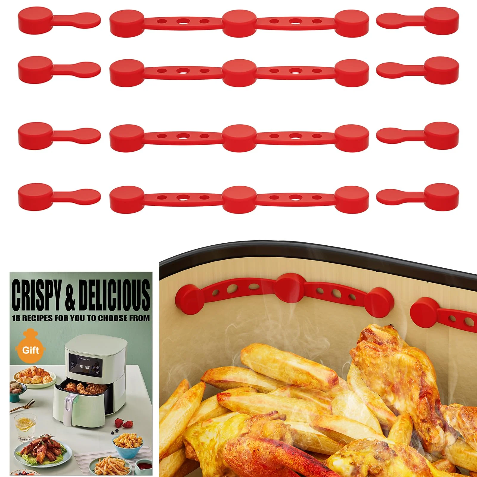 

Air Fryer Magnetic Parchment Paper Holder - Heat-Resistant Silicone Lock Prevents Burning, Secures Liners for Mess-Free Cooking