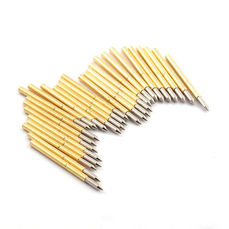 100PCS/Pack P125-B1 Straight-up Pointed Spring Test Pin Outer Diameter 2.02mm Total Length 33.35mm Spring Thimble