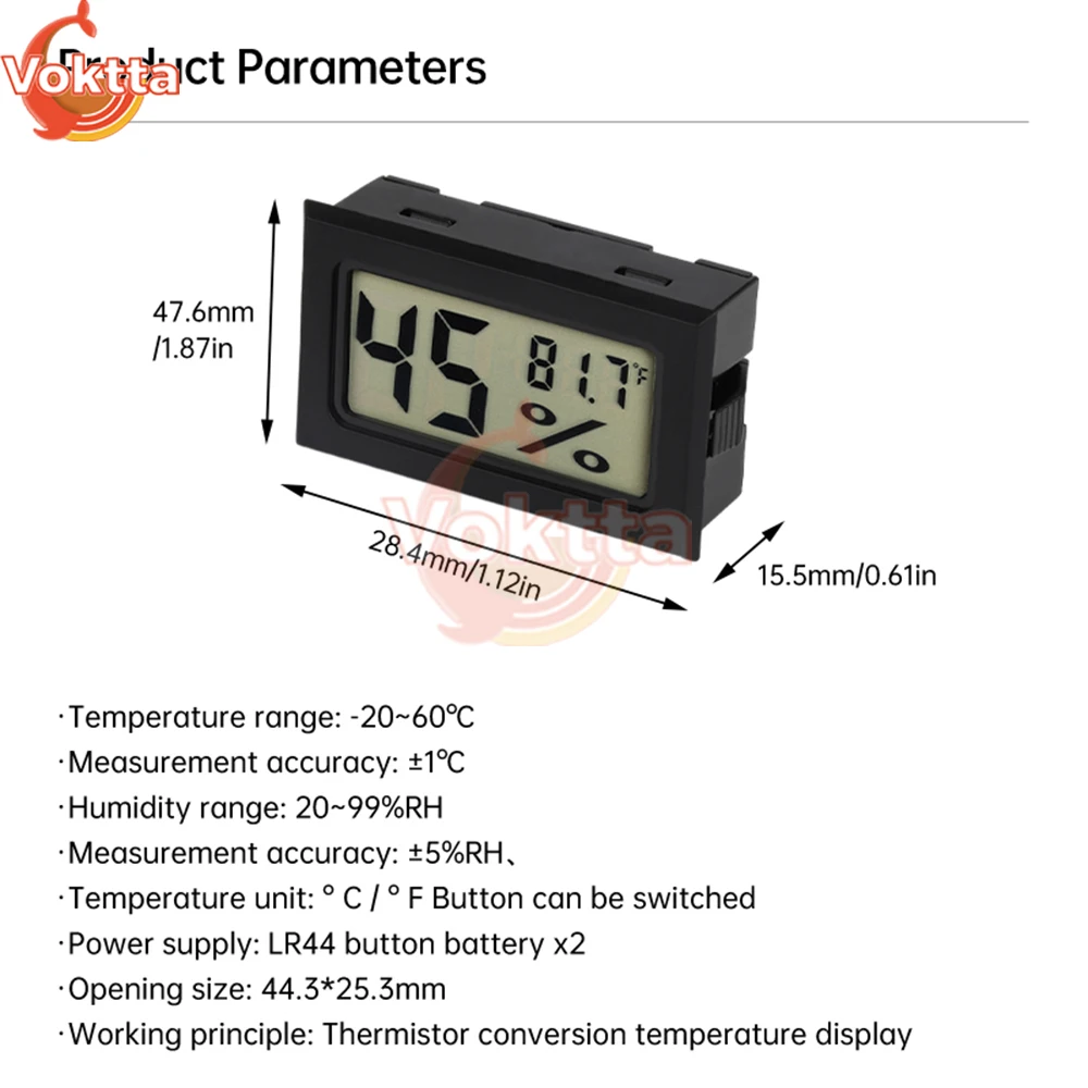 Mini LCD Digital Thermometer Hygrometer Indoor Embedded Temperature Sensor Electronic Temperature and Humidity Meter Monitor
