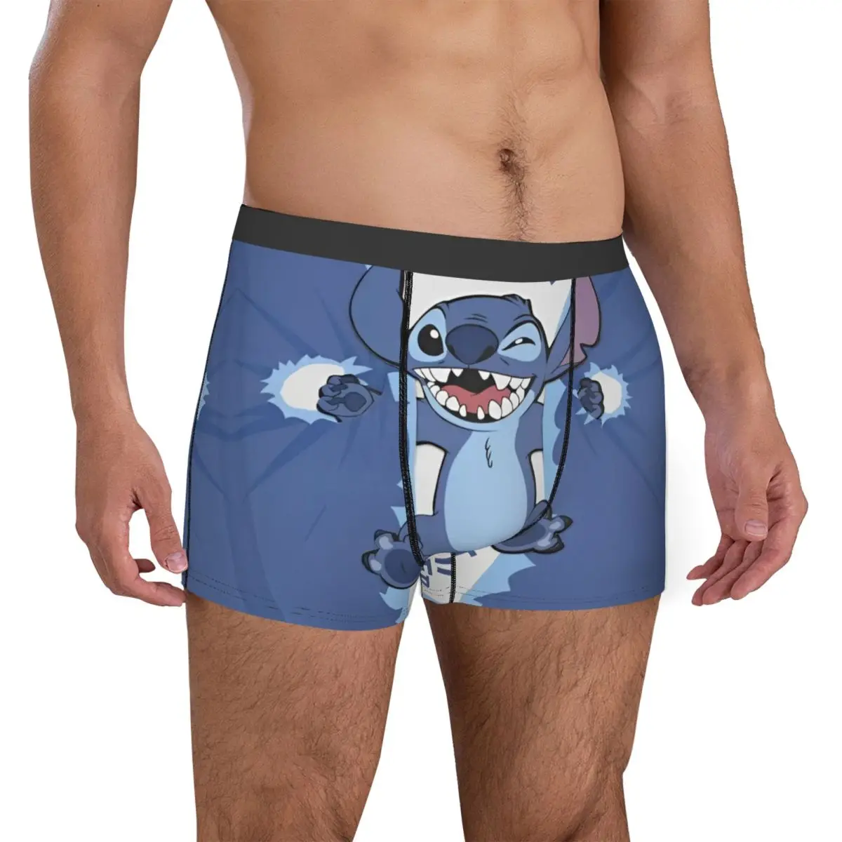 Cuecas boxer de ponto bonito para homens, Tentando se manter juntos, Roupa interior lisa dos desenhos animados, Shorts engraçados impressos