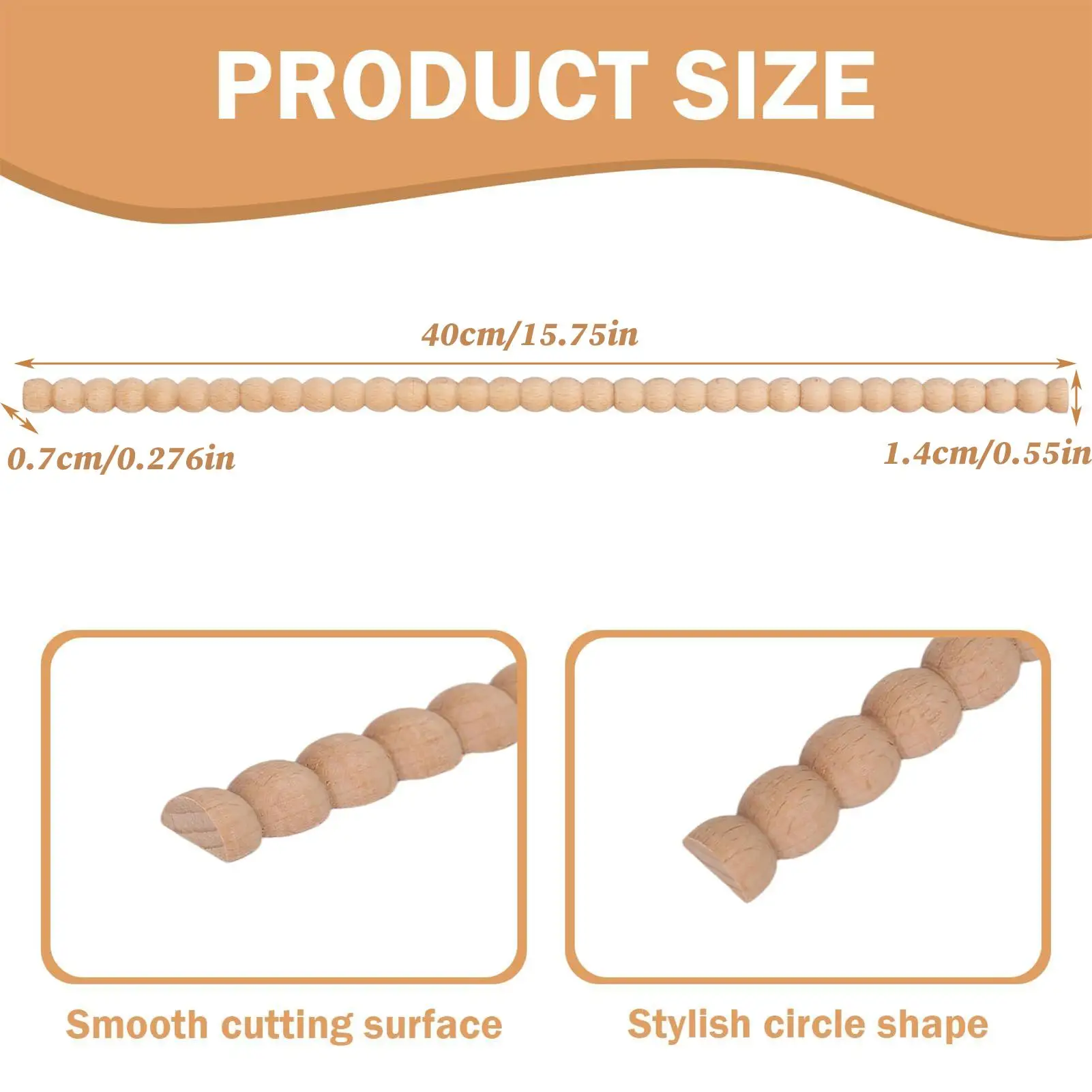 10pcs Half Round Wooden Beaded Molding Sticks Multifunctional Craft Wood Strips Furniture Decoration DIY Cabinet Accessories view 6