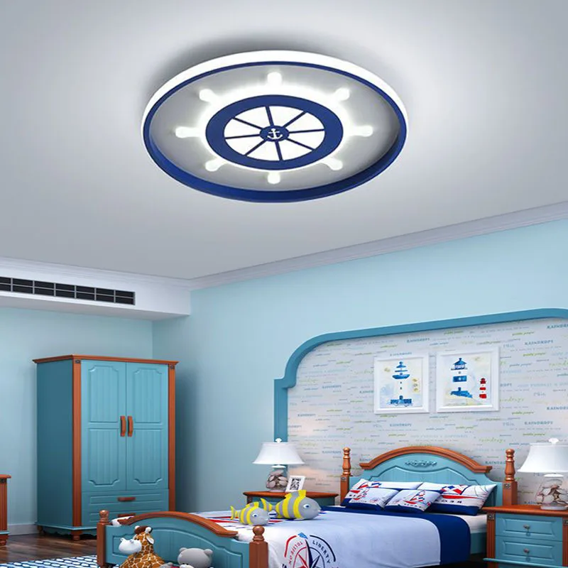 

Mediterranean boat rudder led ceiling lights for Children bedroom Kids chandelier blue ocean deco nursery boys room ceiling lamp