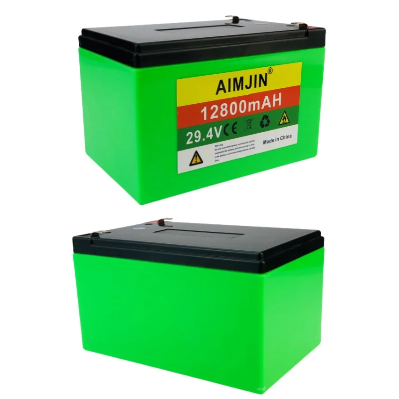 29.4V 7S4P 12.8Ah high-power 24V18650 lithium battery, suitable for electric bicycles with BMS and charging clip