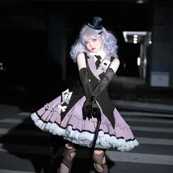 Vintage Dark Lolita Court Style Lolita Dress Set Kol Saati Goth Dresses Women Clown Halloween Kawaii Maid Cosplay