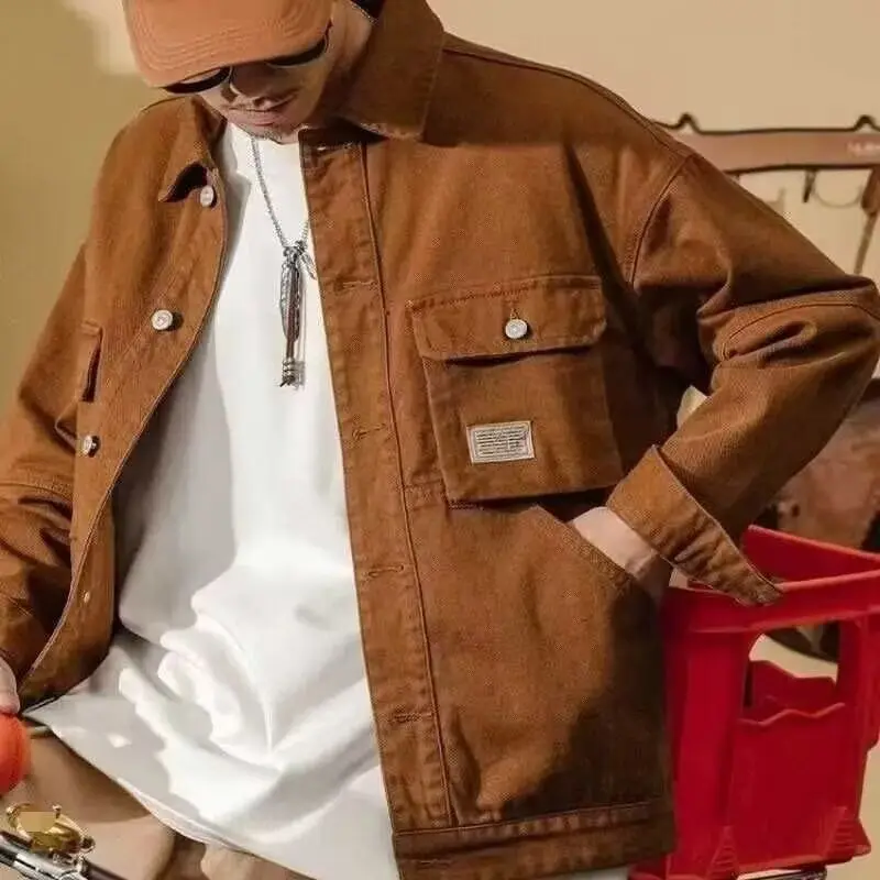 

Американский Sle Heavyweight Retro Denim Jaet Мужская весенне-осенняя свободная модная рабочая одежда Jaet с прямым подолом на молнии ket