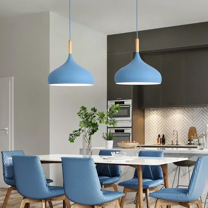 Lampe LED suspendue en bois au design moderne, luminaire décoratif d'intérieur, idéal pour un loft ou un restaurant, 16/17/24cm de diamètre