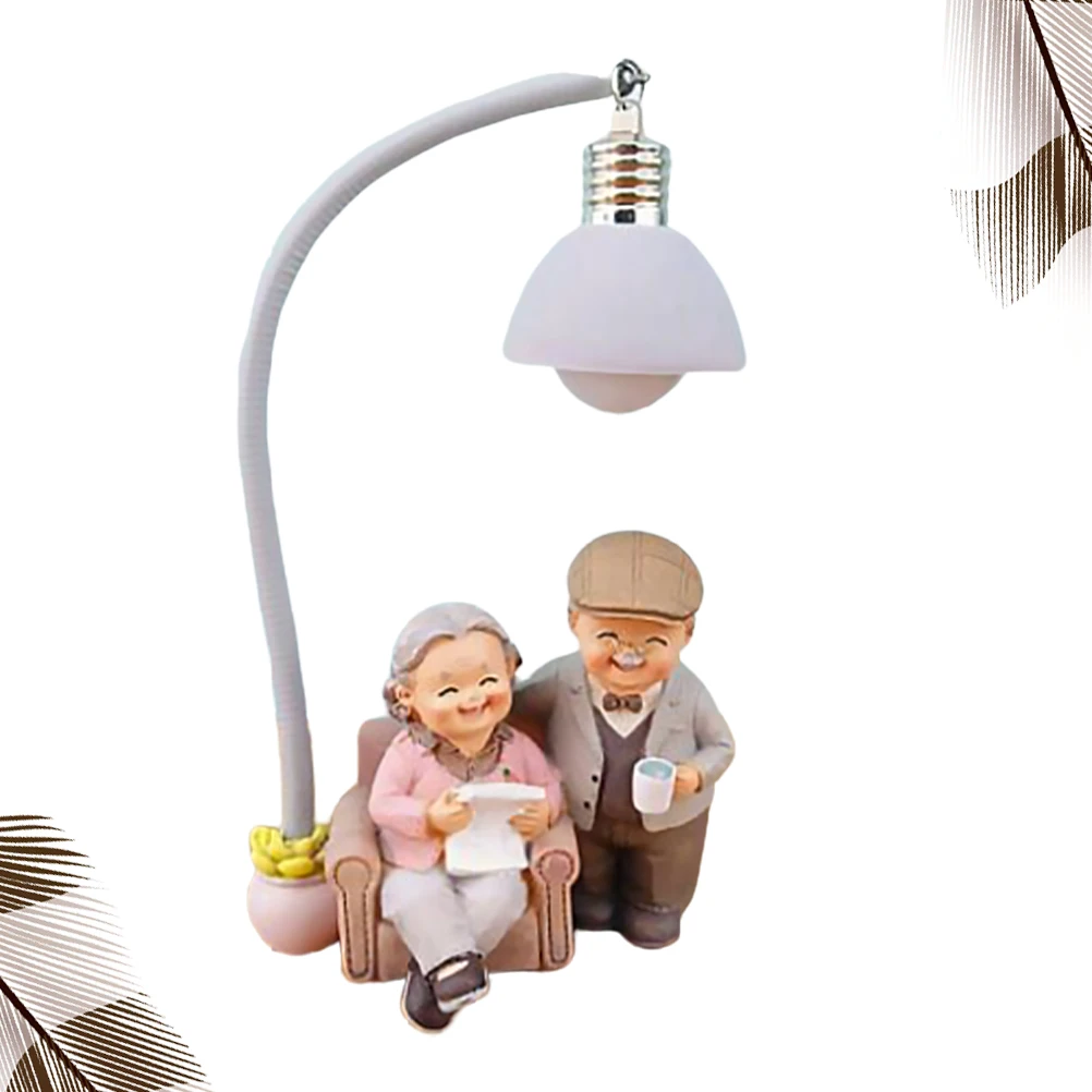 

Small Night Light Resin Old Couple Lamp Creative Bedside Decorative Light Portable Desktop Home Decoration Gift
