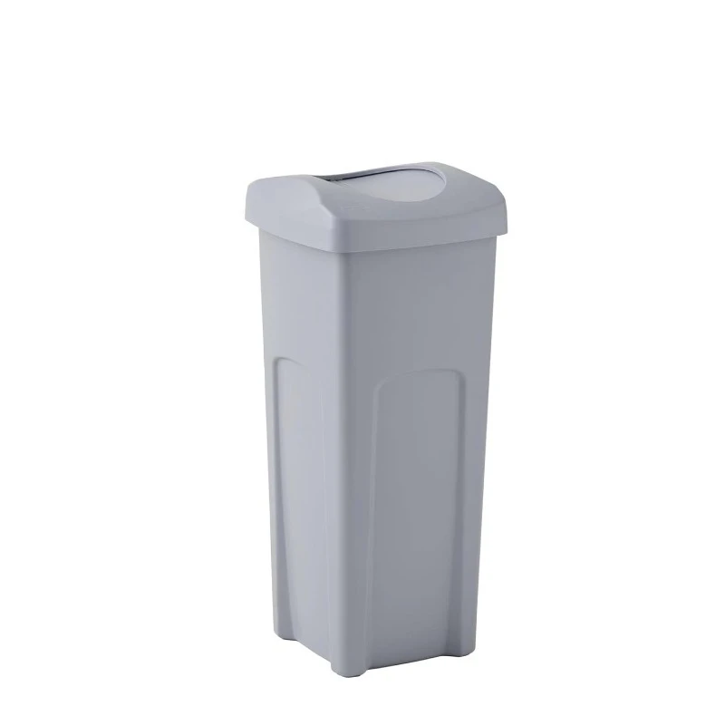 

Square Trash/Garbage Container with Untouchable Swing Top Lid, 23-Gallon, Gray, Perfect for Outdo