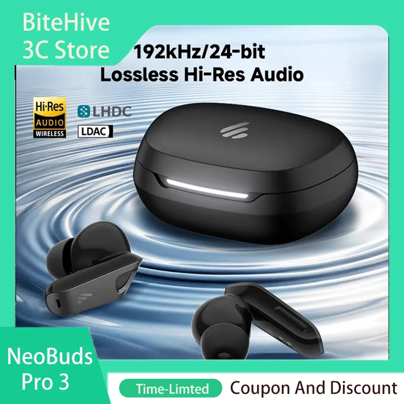 Edifier NeoBuds Pro 3 Earbuds EDF200186 IP54 -50dB Adaptive ANC Bluetooth 5.4 200mA 192kHz/24bit Hi-Res LDAC LHDC Spatial Audio