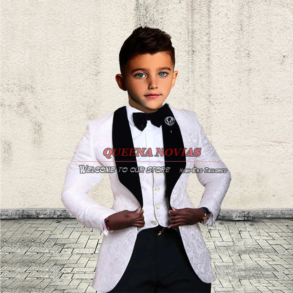 Formal Boy Kids Suits For Wedding Polka Dot Blazer Tailor-Made 3 Pieces Jacket Vest Pants Evening Party Children Dress