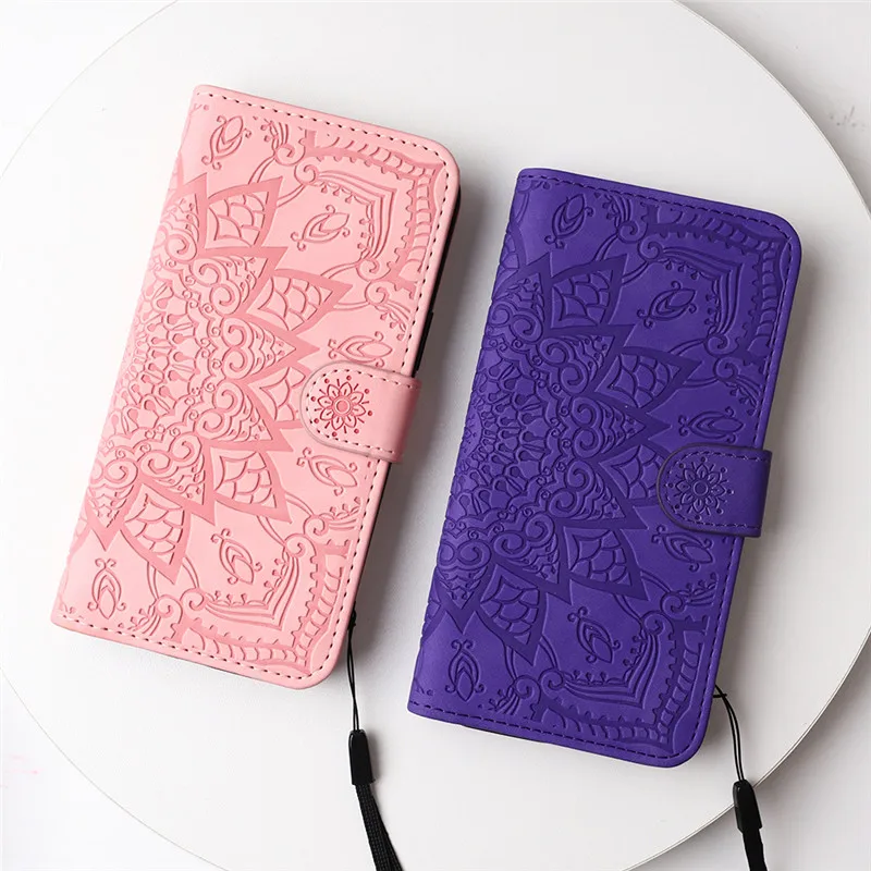 3D Datura Flower pattern Flip Case For iPhone 11 12 13 14 15 Pro X XS Max XR 7 8 Plus SE 2022 Wallet Leather Phone Cover Sling