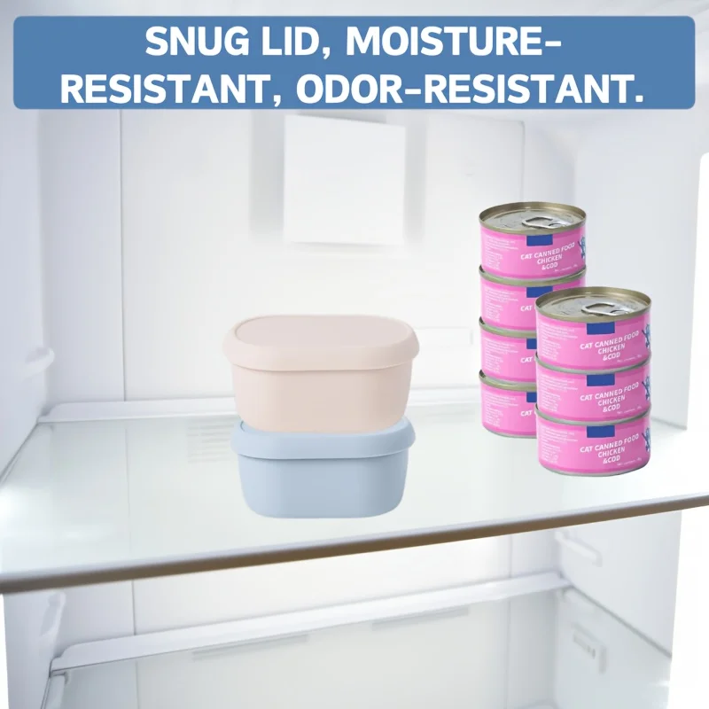 2Pcs Flexible Cat Food Can Lids for 3oz 65mm Cans, Moisture Retain Odor Reduction Multi-Cat Feeding Supplies