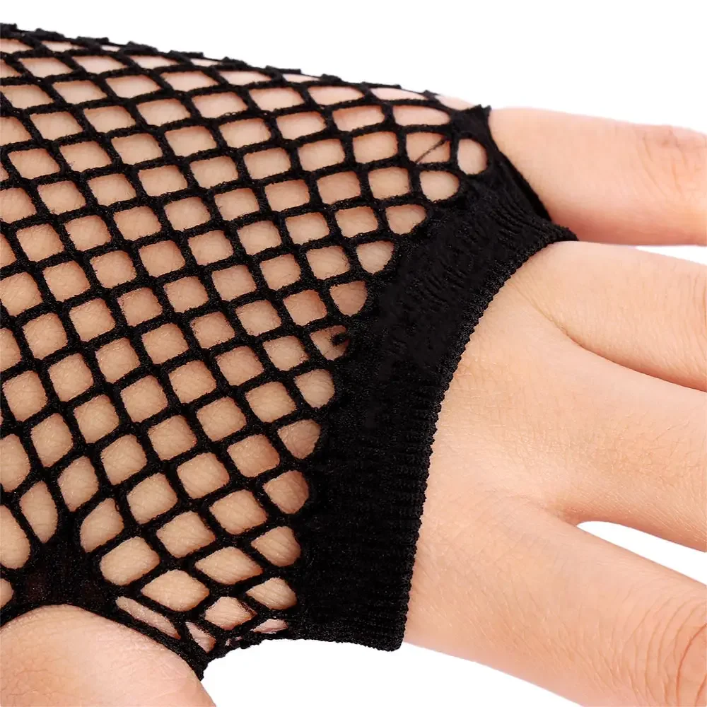 1 Pair Sexy Women Party Neon Fishnet Fingerless Long Gloves Sun Protection Sleeves Mesh Lace Thin Gloves Summer Arm Warmer