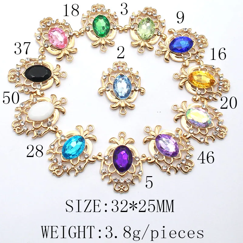 10PCS32 * 25MM Fashionable Innovative Metal Rhinestone Acrylic  Is Used To Sew Decorative Clothing Pendant Bow Hair Accessories