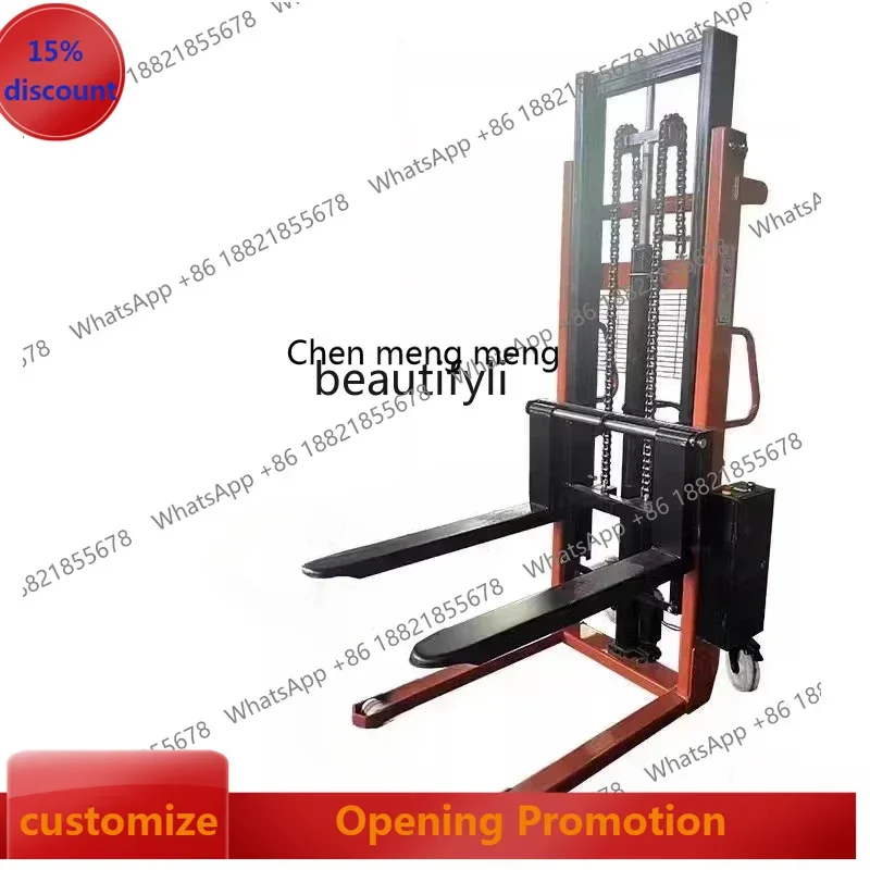 

ss7486 new style Manual Hydraulic Forklift Stacker 1 Ton 2 Tons Semi-Electric Lift Truck Hand Push up Trailer Small Forklift