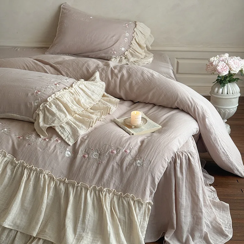 

Настраиваемый комплект из четырех предметов из хлопковой двойной пряжи во французском стиле принцессы