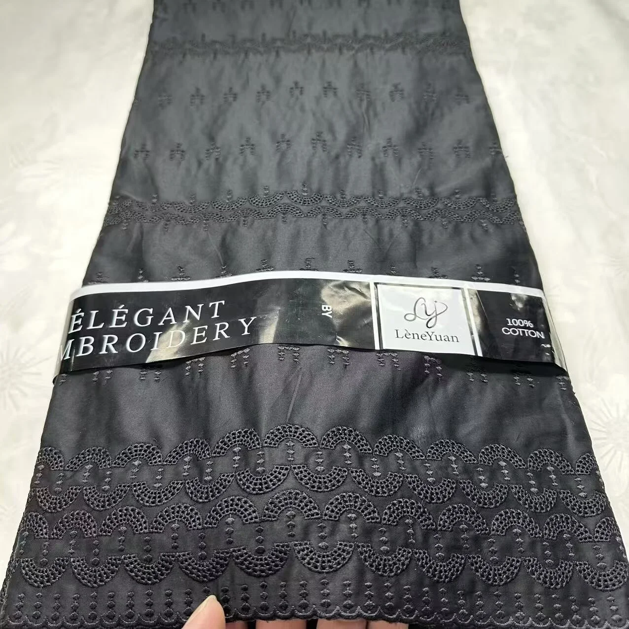 

5 Yards Pure Men Nigerian 100% Cotton Polish Satin Embroidery Fabric High Quality Swiss Voile Lace Material For Men Dubai Style