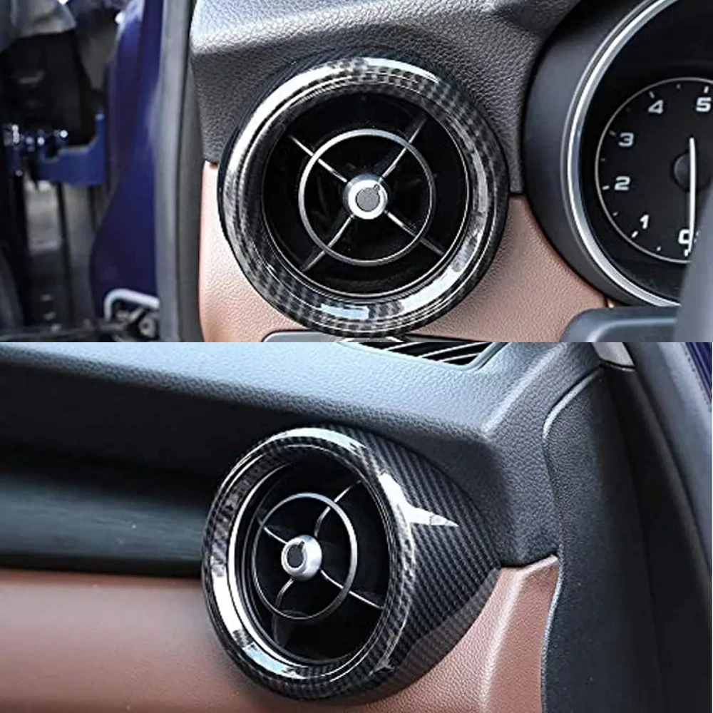 For Alfa Romeo Stelvio 2017-2021 Auto Accessories Real Carbon Fiber Car Front Side Air Conditioning Vent Outlet Cover Trim