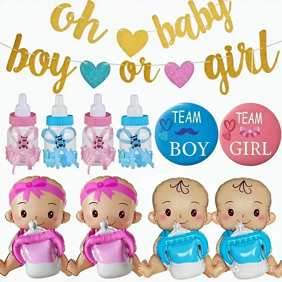 Déco Révélation De Genre – Guirlande Boy Or Girl 3m Avec Badges Et Cœurs