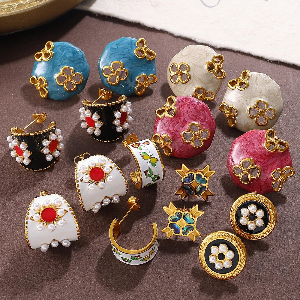 

Винтажные серьги-гвоздики из титановой стали с жемчугом и цирконием, позолоченные 18 К, водонепроницаемые, неаллергенные женские украшения