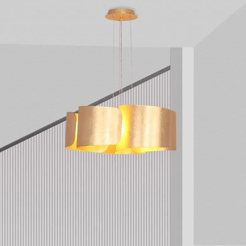 Postmodern Gold Luxury Cafe Restaurant Art Model Room Living Room Bedroom Balcony Corridor Jinbo Decoration E27 Pendant Light