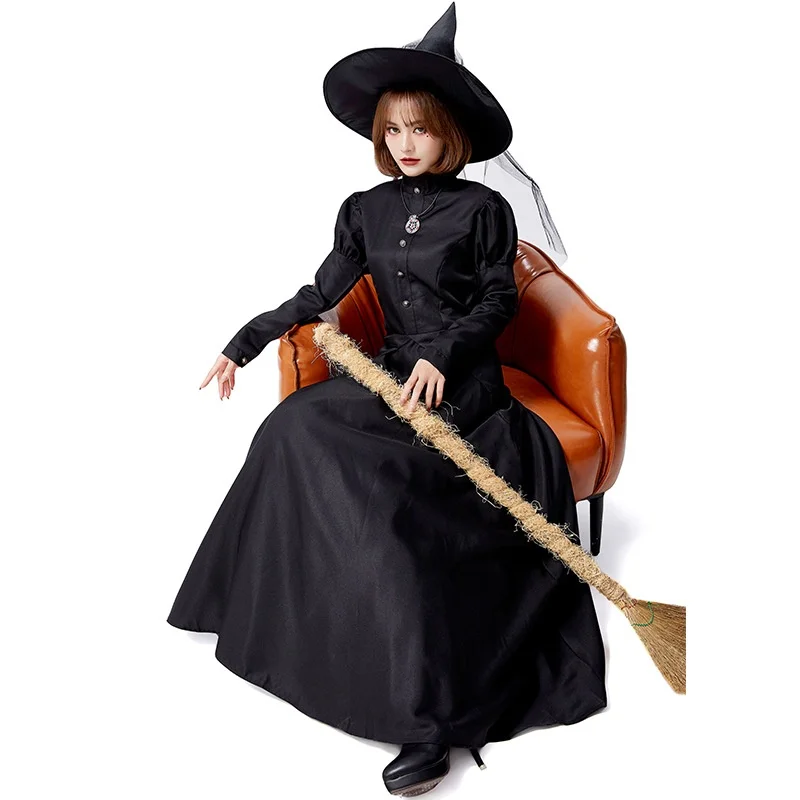 Adorabile costume da strega lungo Dr Hat loween Role-plang Costume Little Devili Witches Outfit Ele Abito lungo