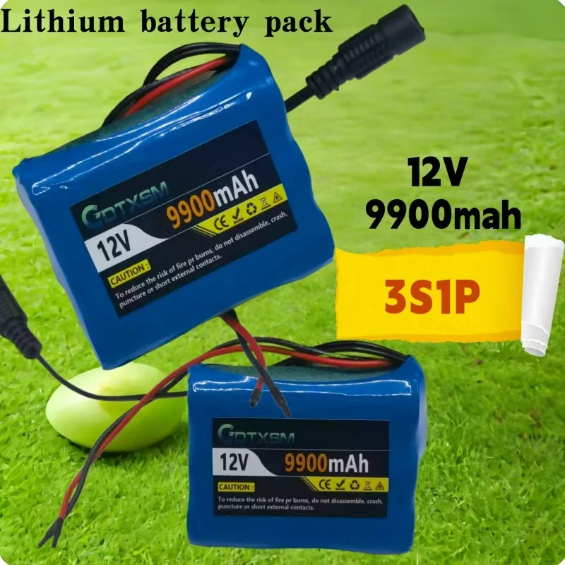 3S1P保護ボード12V 9900mAhバッテリーパック12V 9900mAh 18650リチウムイオンDC 12.6V超充電式バッテリー。