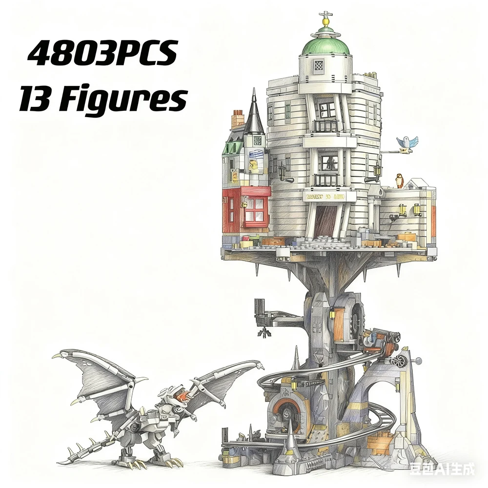Street View Series 4803pcs Bank Building Gulingge Model Building Blocks Giant Educational Home Furnishings Toys Birthday Gifts