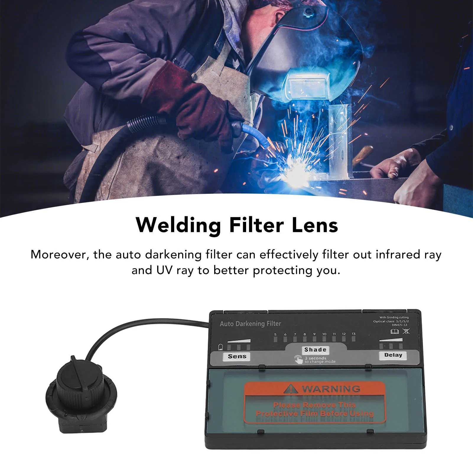 

ZK30 Auto Darkening Filter Welding Cover Adjustable Solar Helmet Lens Big View Welding Tool