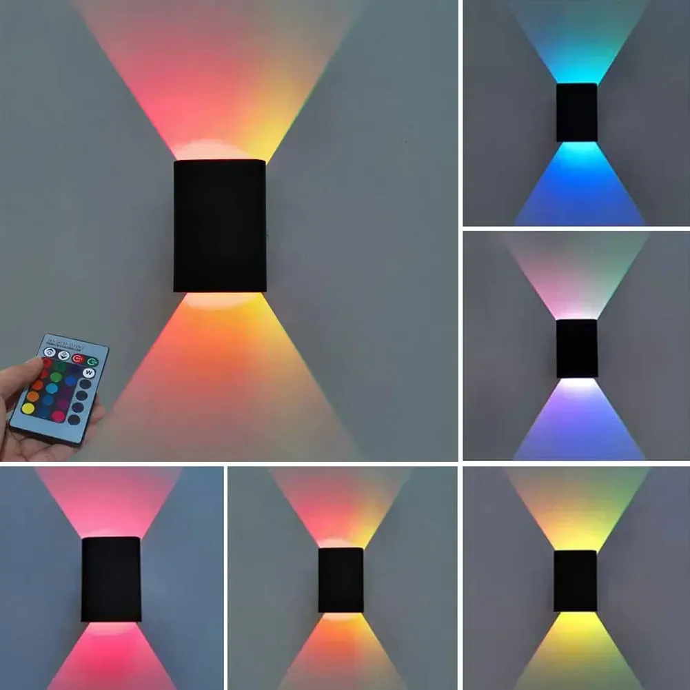 

Dimmable Square Led Wall Lights Aisle Corridor Multicolor Up Down Lamps With Remote Control For Bedside Bedroom Home Decoration