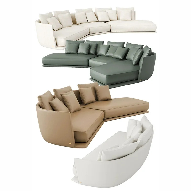 Italian light luxury sofa villa living room home modern simple curved straight row sofa