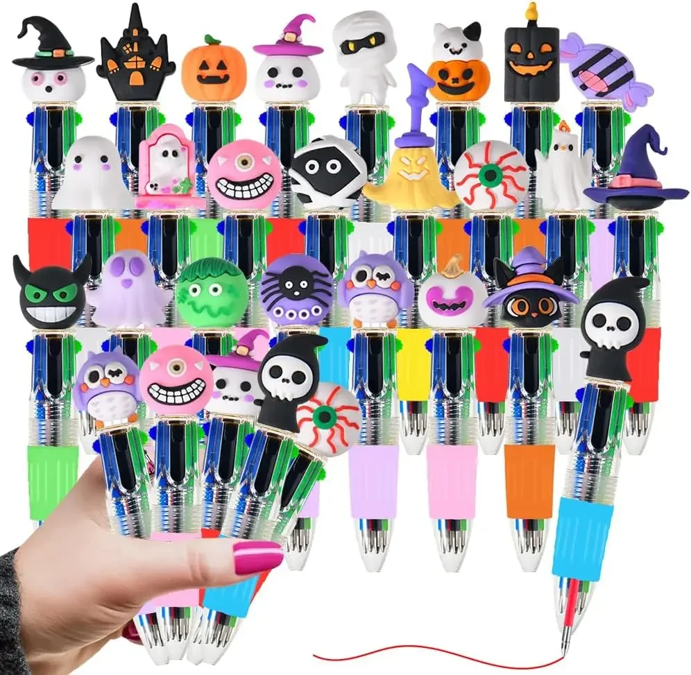 5/10 stücke Halloween Stifte Mini 4in1 Farben Einziehbare Farbige Kugelschreiber Kürbis Geister Fledermaus Schreiben Schreibwaren Schule Party geschenk