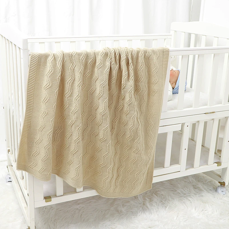 Baby Blankets Knit 100*80CM Infant Girl Boy Bedding Plaid Quilt Newborn Stroller Swaddling Warp Super Soft Fashion Solid Striped