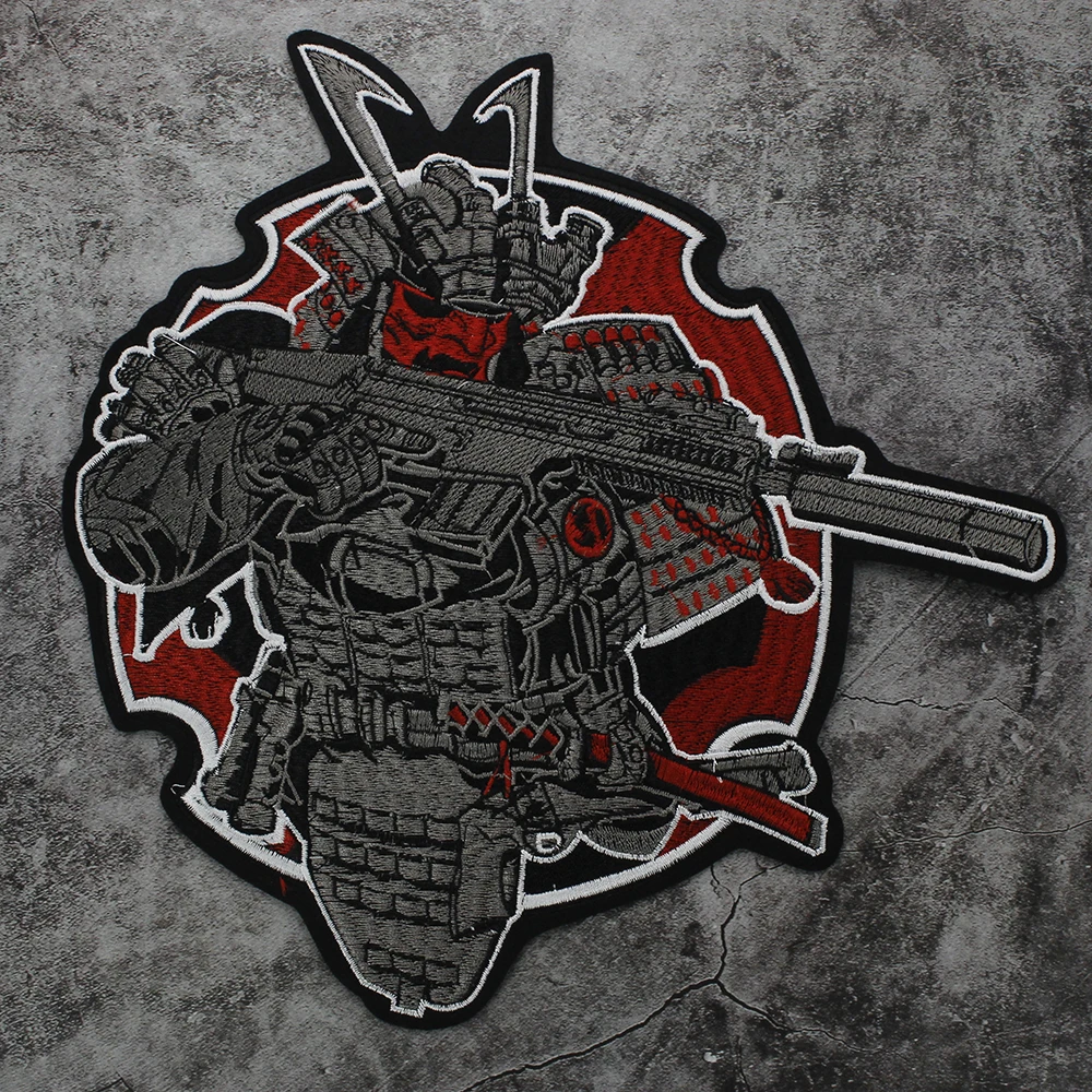 Military Arms Chapter Embroidery Samurai Patches with Sword Japanese Cultural Style Iron on Appliques for Clothes Jackets Jeans