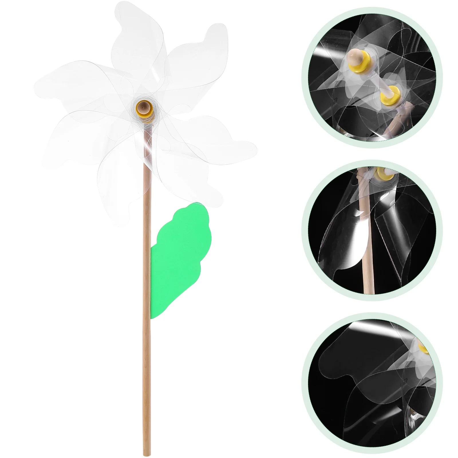 Transparent PVC Pinwheel 30cm Unpainted Blank Windmill Set for Kids Creative Graffiti Painting Craft Pinwheel Making Kit