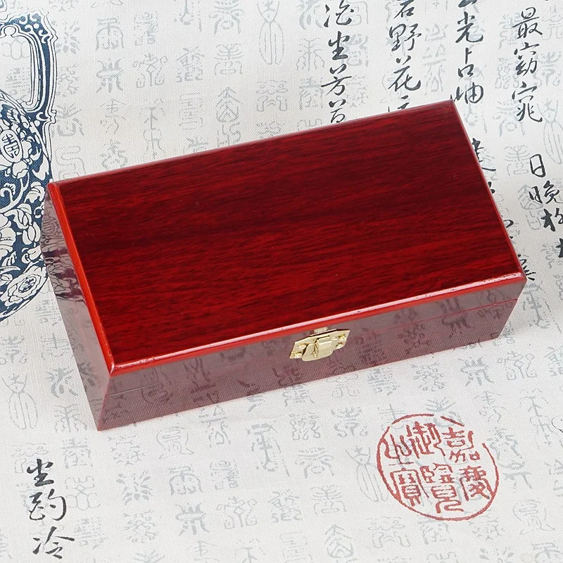 18cm Cultural Toys Collection Packaging Box Glasses Seal Buddha Beads String Imitation Mahogany Wooden Storage Box Engraved Box