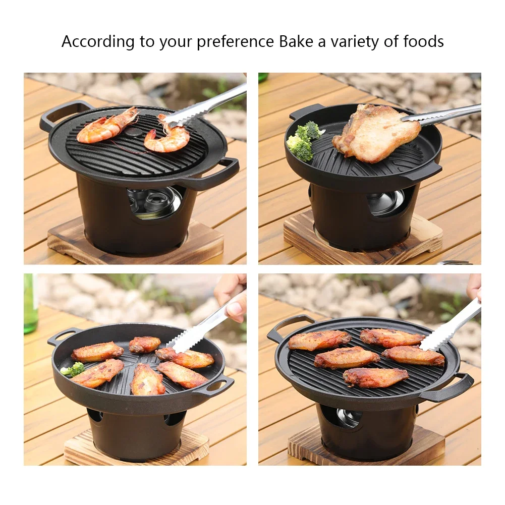 Mini BBQ Alcohol Stove Barbecue Grill Japanese One Person Cooking Oven Detachable Outdoor BBQ Plate Roasting Meat Tools