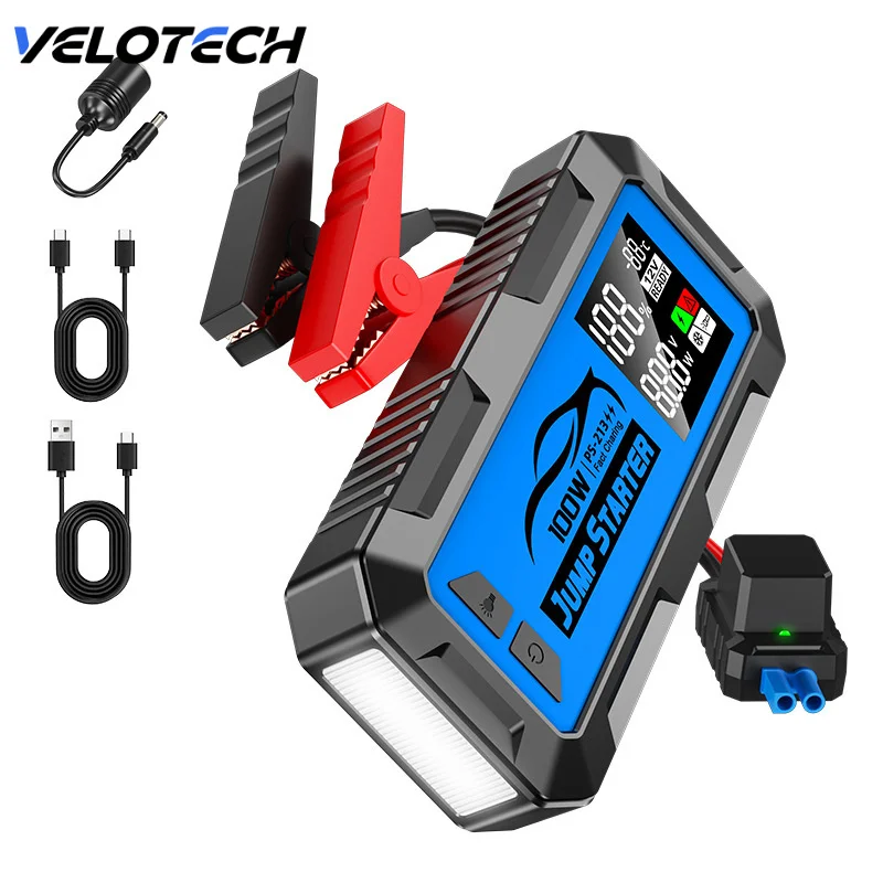 8000A 100W 24000mAh Car Emergency Jump Starter Power Bank Super Capacitor With Fast Charging Booster Car Battery And DC Output