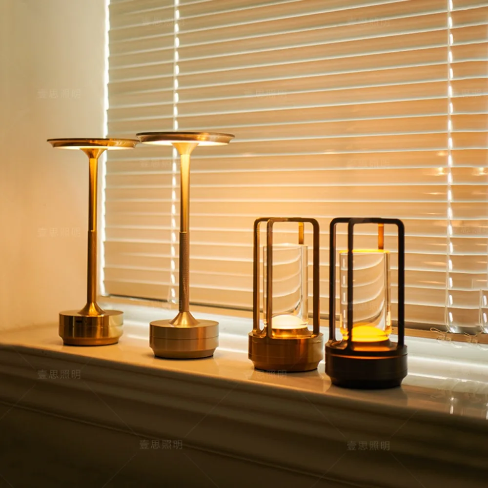 โคมไฟตั้งโต๊ะแบบสายชาร์จเจ็ดสีแบบรีโมทคอนโทรล RGB โคมไฟตั้งโต๊ะแบบญี่ปุ่น ambientec แบบสัมผัส USB Bar KTV