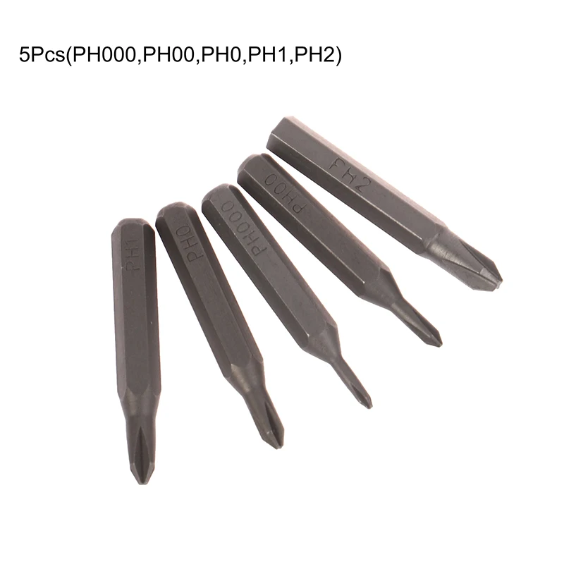 Chave de fenda transversal magnética, H4 × 28mm, PH0000, PH000, PH00, PH0, PH1, PH2, 4mm Hex Shank Nutdrivers, ferramentas manuais, 5pcs