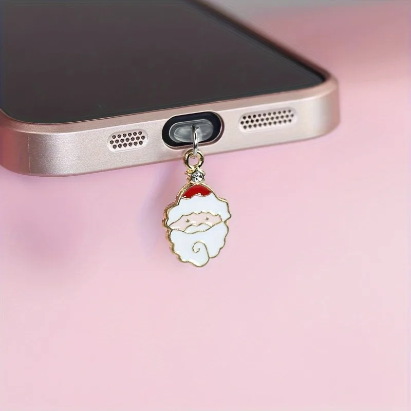 Christmas Santa Claus Christmas Tree Christmas Hat Mobile Dust Plug Pendant For iPhone Accessories Decoration Type-C Port Dust view 5