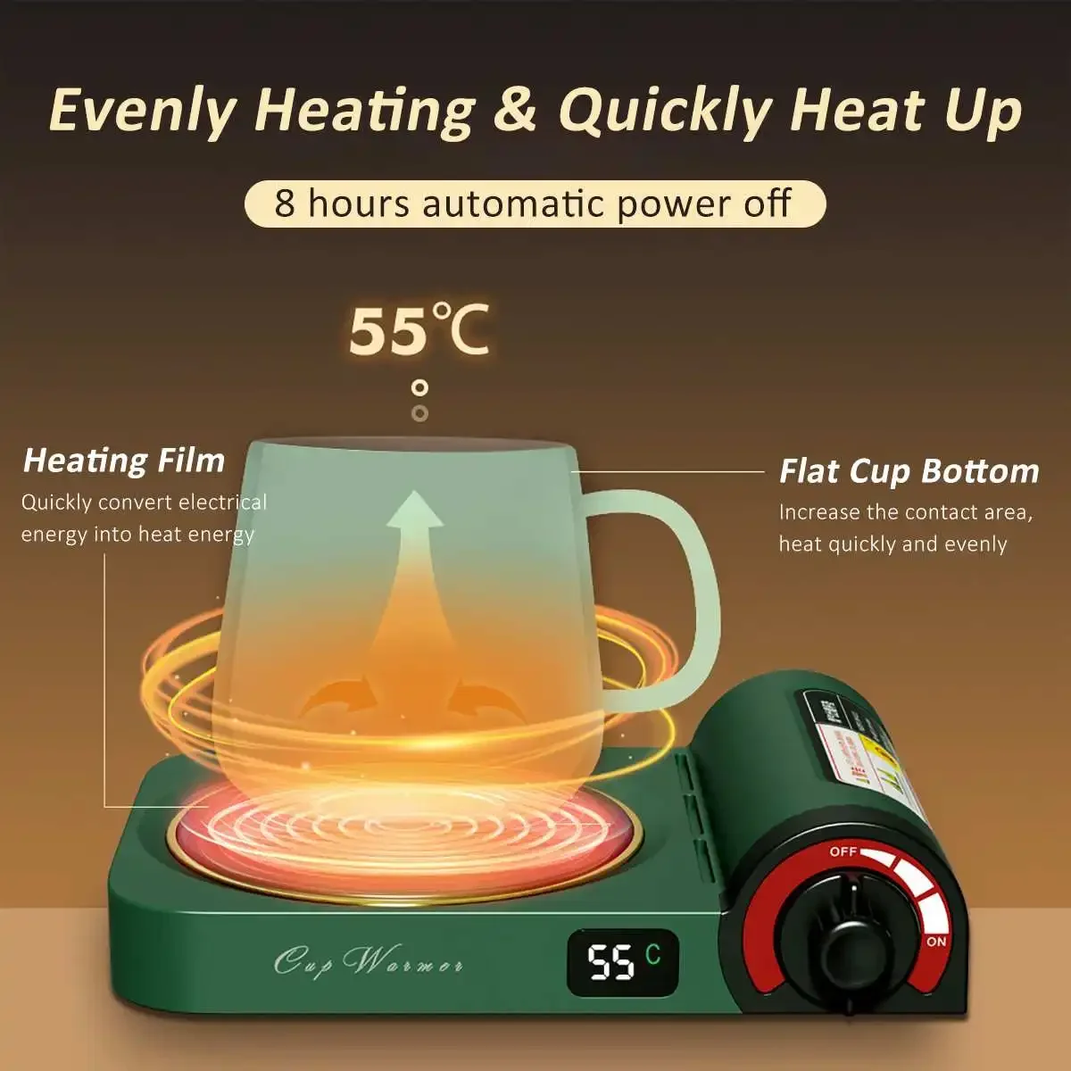 Scaldatazze da caffè con 3 impostazioni di temperatura, piastra con spegnimento automatico per l'home office - Idea regalo