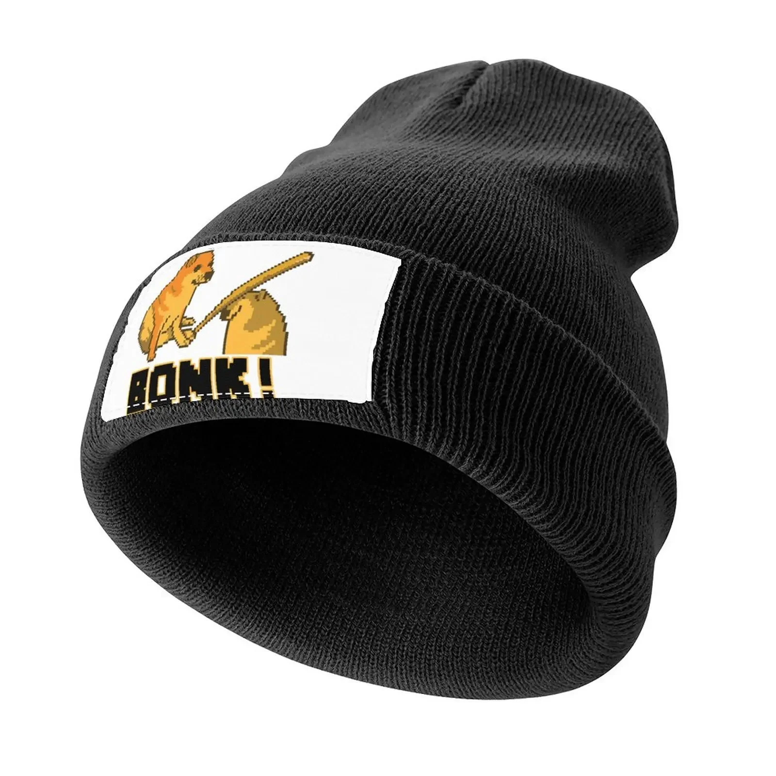 Cheems Bonk Meme PixelArt Knitted Cap Hat Beach Custom Cap For Girls Men's