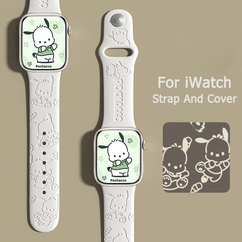 

Cute Pochacco Silicone Strap For iWatch band 44mm 45mm 41mm 40mm 49mm 42mm 38mm bracelet iwatch Series 9 8 Ultra 2 7 se 3 5 4 6