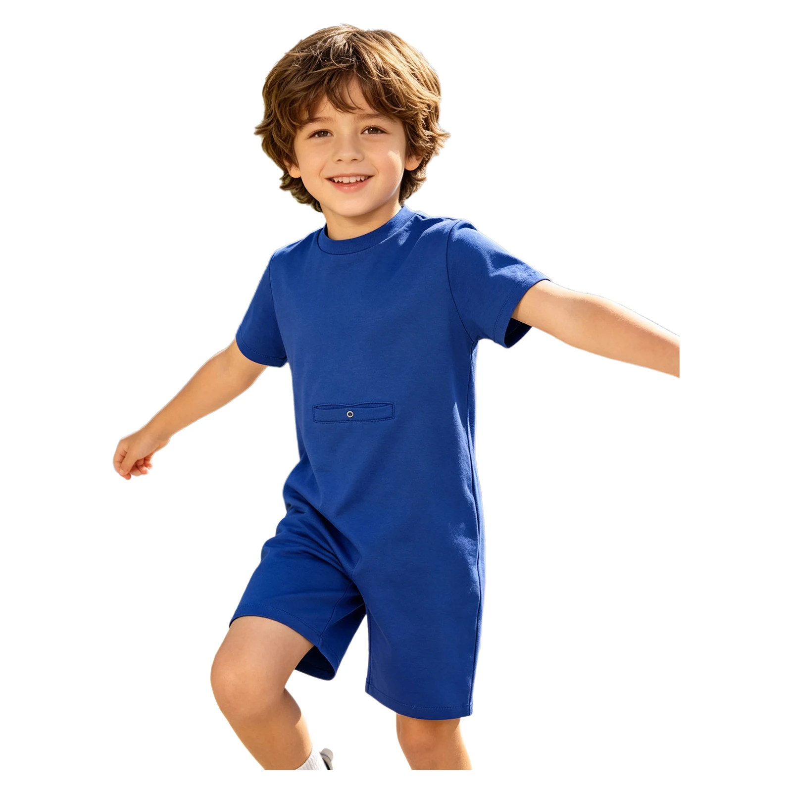 3pcs Kids Girls Boys Special Needs Rompers Adaptive Clothing Short Sleeve Back Invisible Zipper Jumpsuit with Press Button Hole