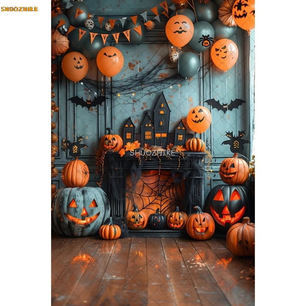Fondo de Halloween Castillo calabaza foto Banner fotografía accesorios de fondo para fiesta nocturna de Halloween suministros de decoración