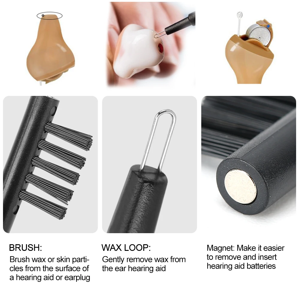 20 قطعة السمع تنظيف السمع مكبر للصوت تنظيف فرشاة مع حلقة الشمع المغناطيس السمع ملحق السمع تنظيف أداة