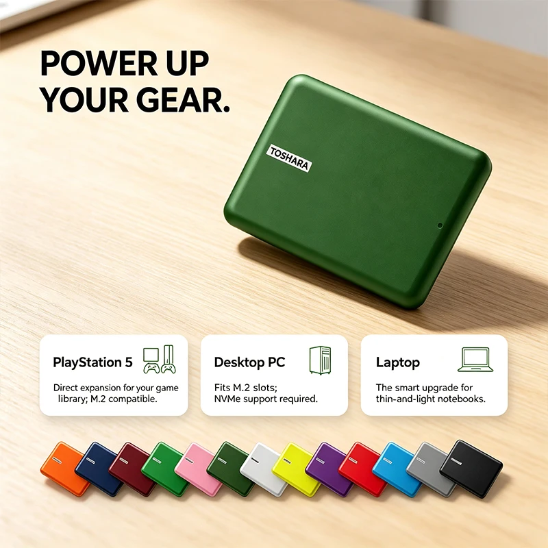 TOSHARA A5 Slim External Solid State Disk, 500GB/1TB/2TB/4TB, Laptop, Mac, Excellent Cooling, Boost Performance.