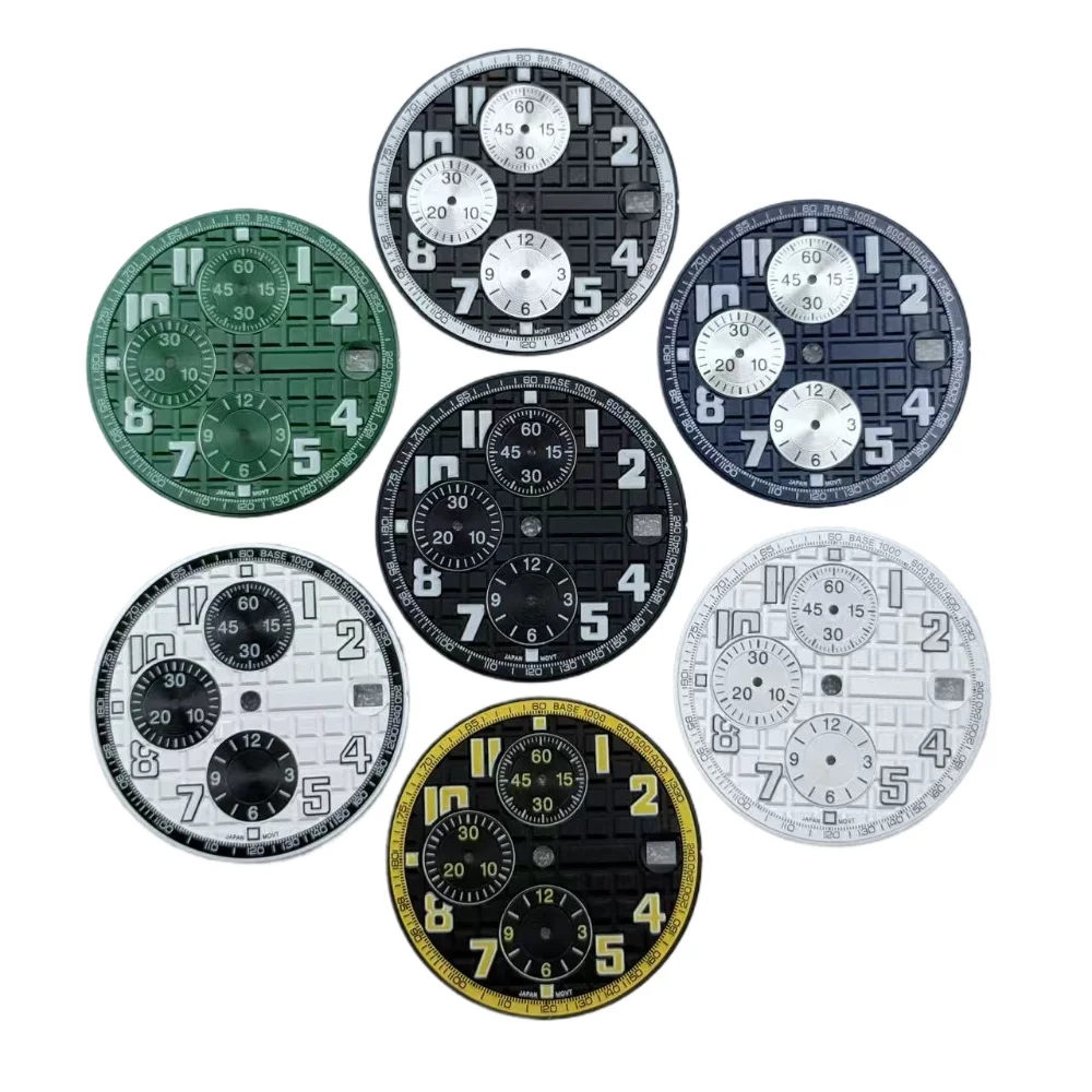 

For VK67 31.8mm Matte Grid Embossed Texture Watch Dial Arabic for VK67 Quartz Movement Case Mod Parts No Logo