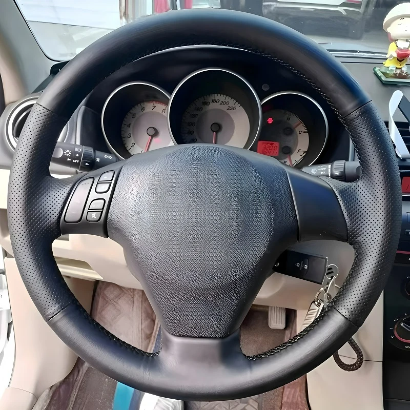

Для моделей Mazda 3, 06-12, сшитый вручную чехол на руль, легкий и дышащий, модификация с полным покрытием, дизайн